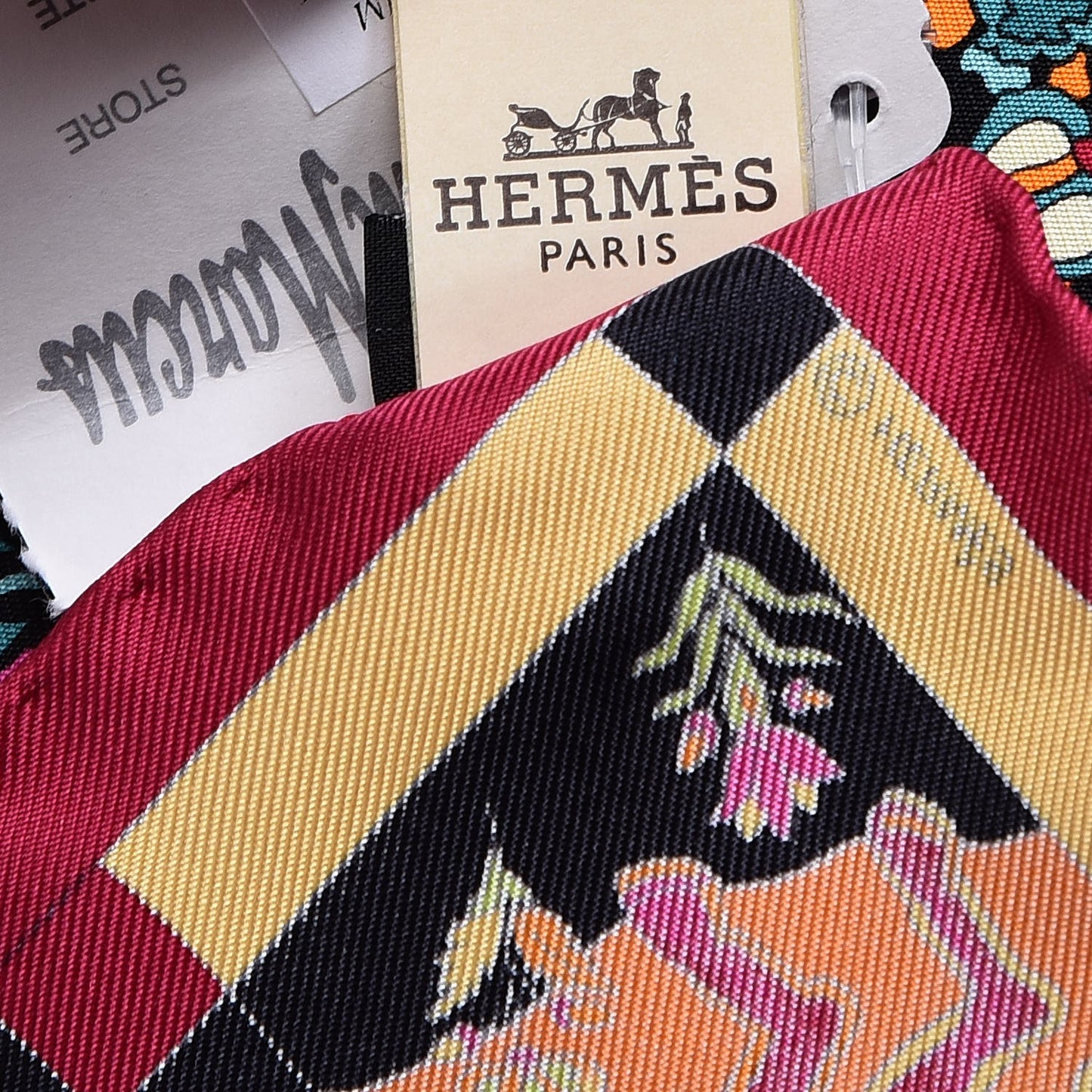 Silk Fantaisies Indiennes Pocket Square Framboise Noir Canard