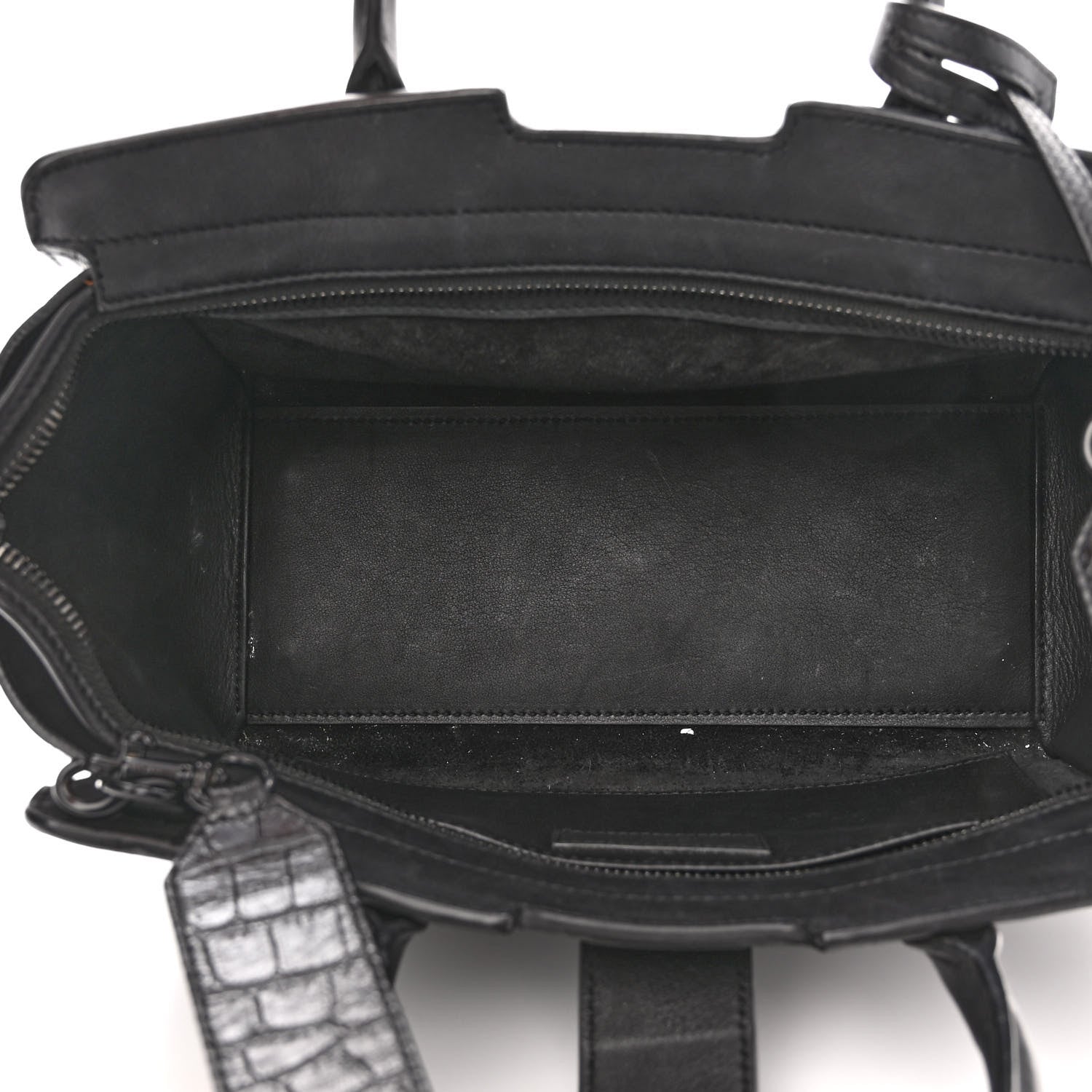 Saint Laurent Smooth Calfskin Crocodile Embossed Baby Monogram Downtown Cabas Black 5 of 9