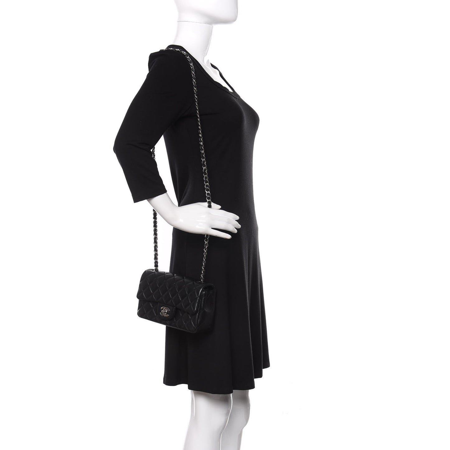 Lambskin Quilted Mini Rectangular Flap Black