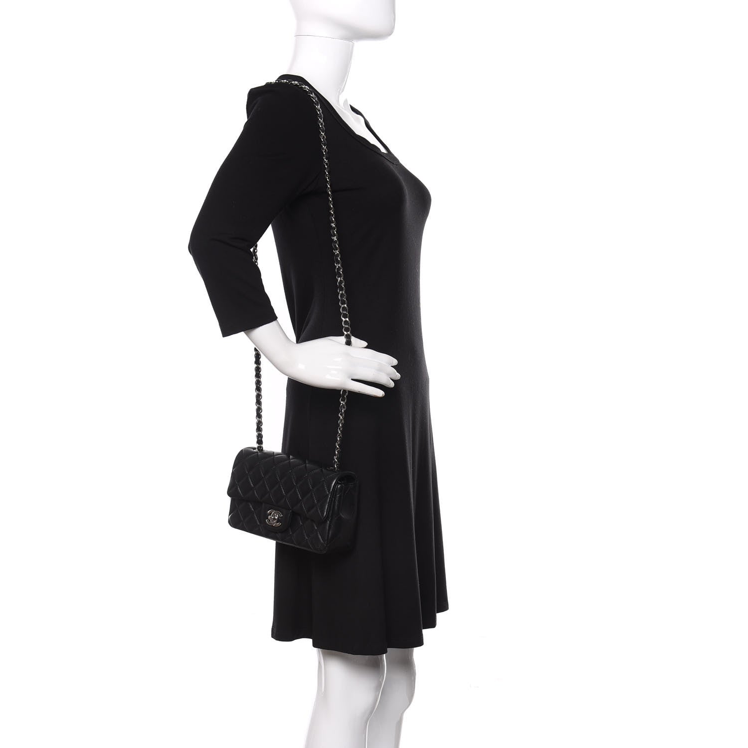 Chanel Lambskin Quilted Mini Rectangular Flap Black 2 of 11