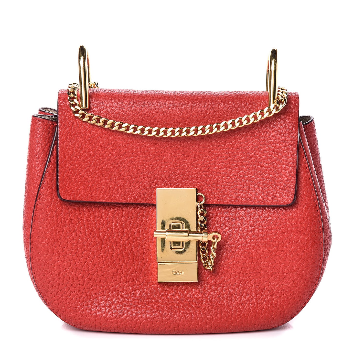 Grained Lambskin Mini Drew Shoulder Bag Plaid Red
