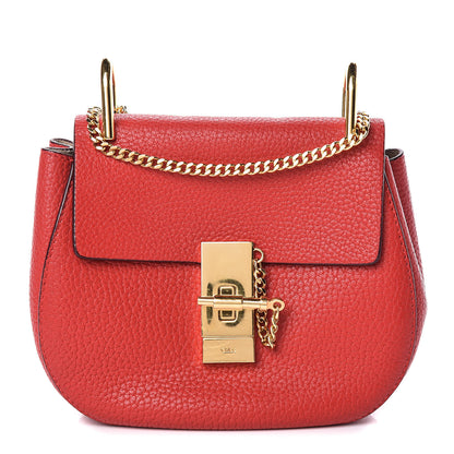 Chloe Grained Lambskin Mini Drew Shoulder Bag Plaid Red 1 of 9