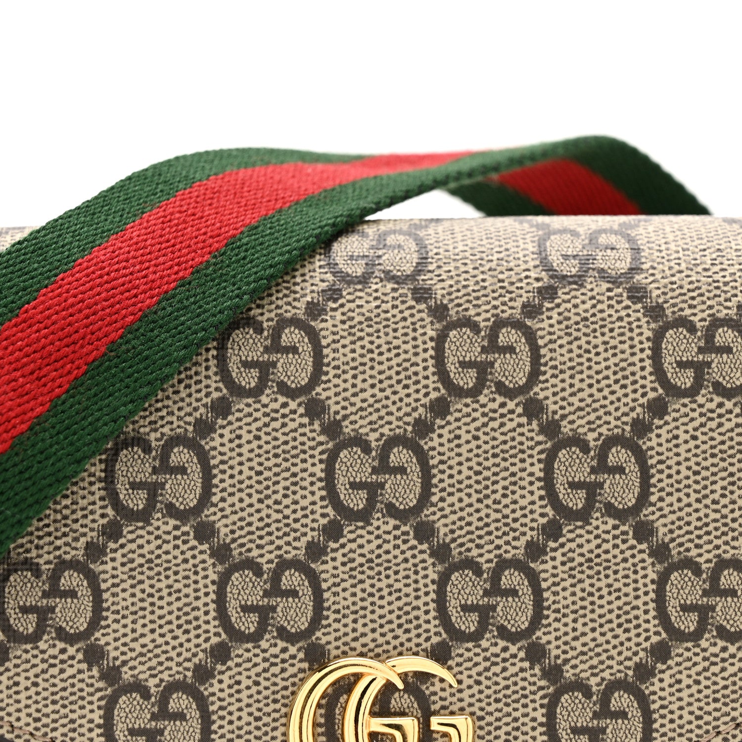 Gucci GG Supreme Monogram Textured Dollar Calfskin Web Mini