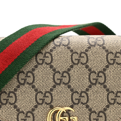 Gucci GG Supreme Monogram Textured Dollar Calfskin Web Mini Ophidia Envelope Shoulder Bag Beige Ebony New Acero 8 of 12