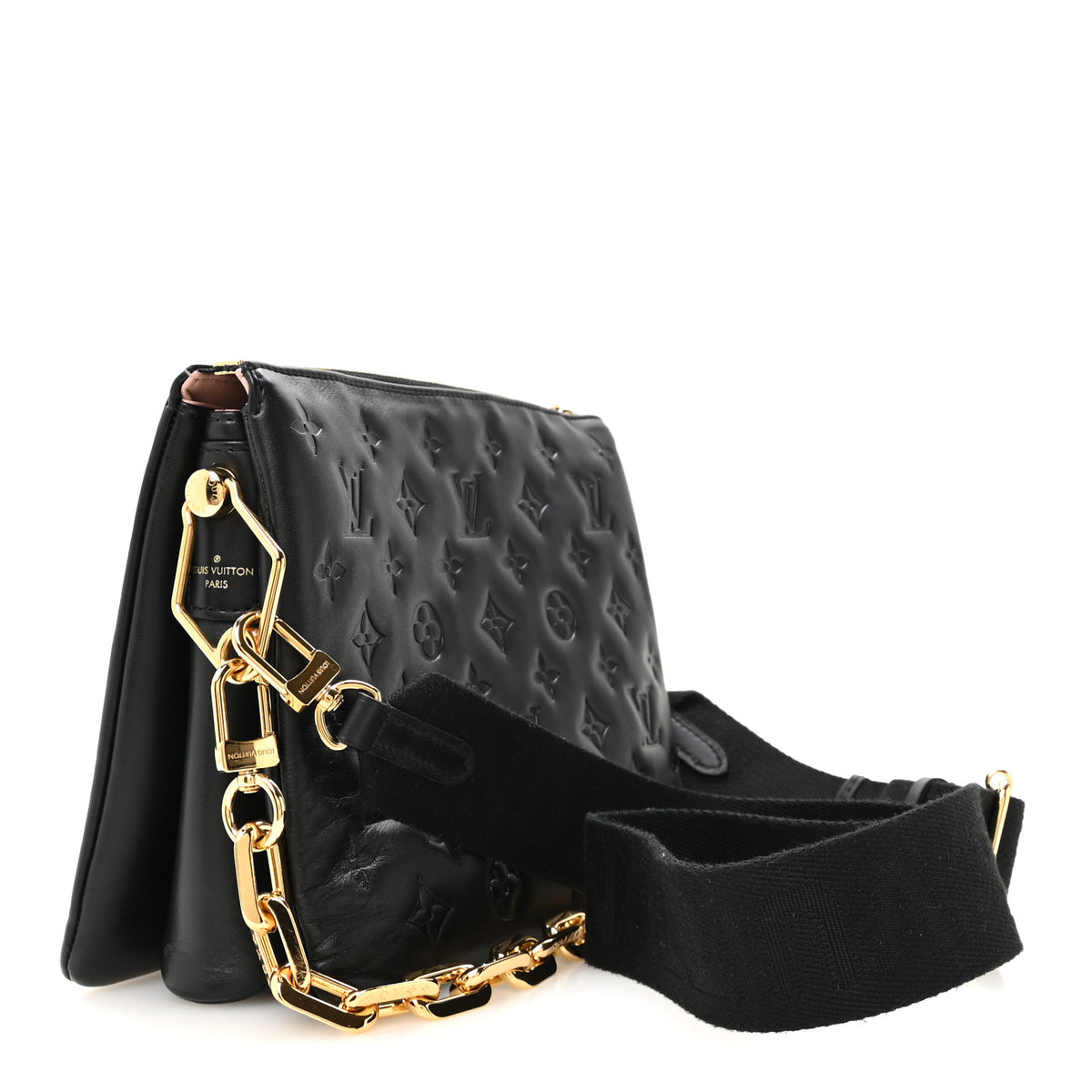 Lambskin Embossed Monogram Coussin PM Black