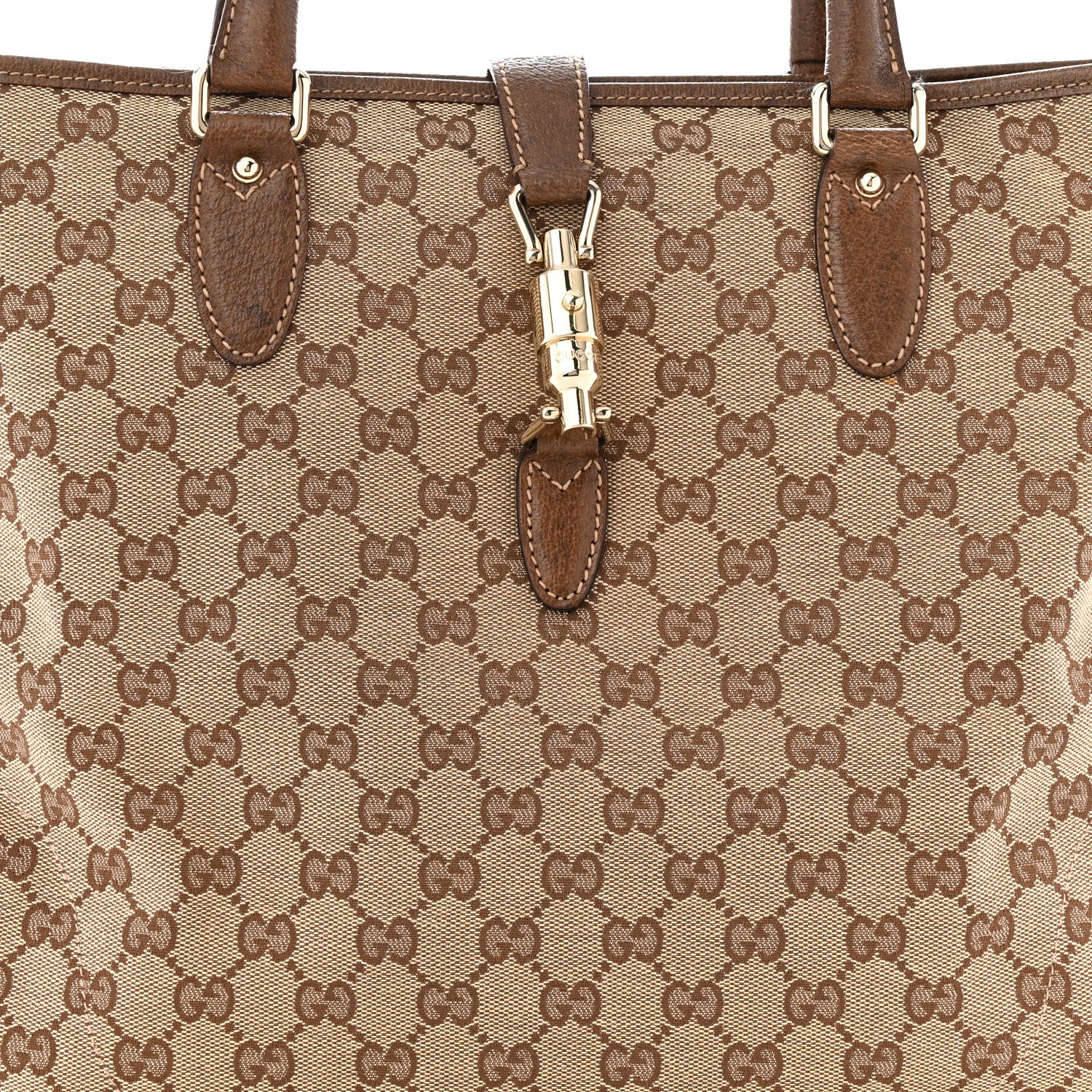 Gucci Monogram Piston Lock Tote Brown 8 of 13