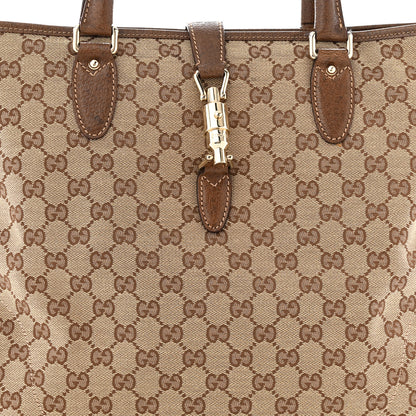 Gucci Monogram Piston Lock Tote Brown 8 of 13