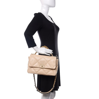 Chanel Goatskin Quilted Large 19 Flap Beige 3 of 12