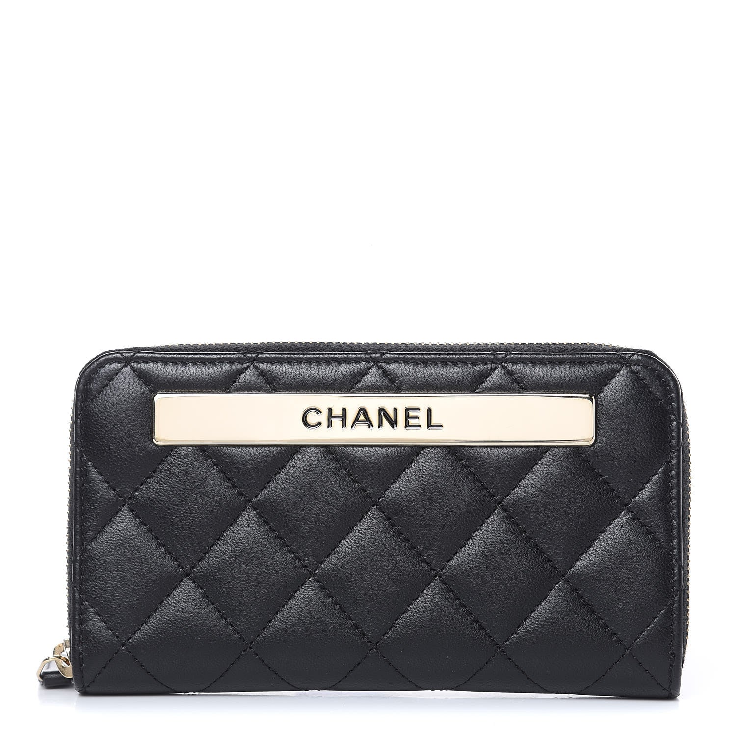 Chanel Lambskin Quilted Small Trendy CC Zip Around Wallet Black 1 of 10