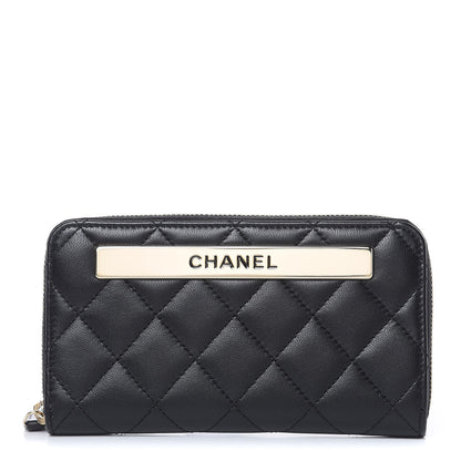 Chanel Lambskin Quilted Small Trendy CC Zip Around Wallet Black 1 of 10