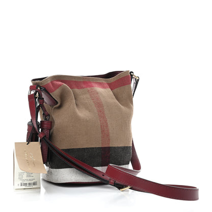 Burberry Canvas Mega Check Mini Ashby Tassel Crossbody Burgundy Red 4 of 10