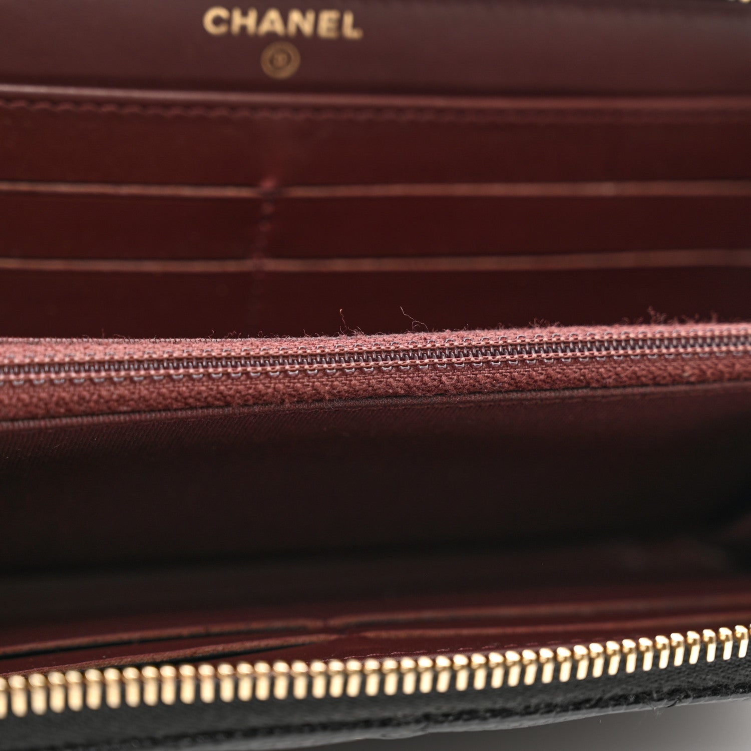 Chanel Caviar Quilted Large Gusset Zip Around Wallet Black 9 of 10