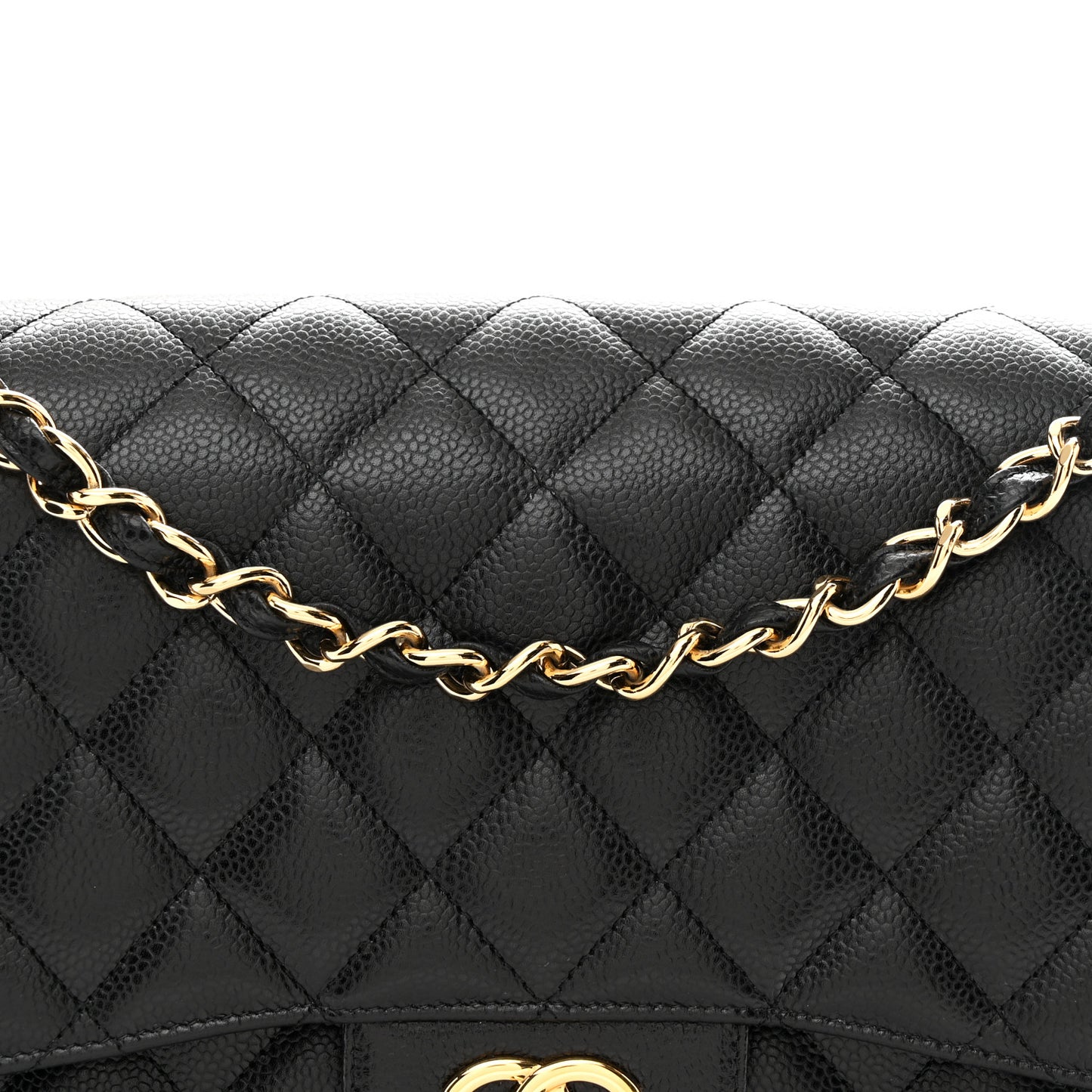Caviar Quilted Jumbo Double Flap Black