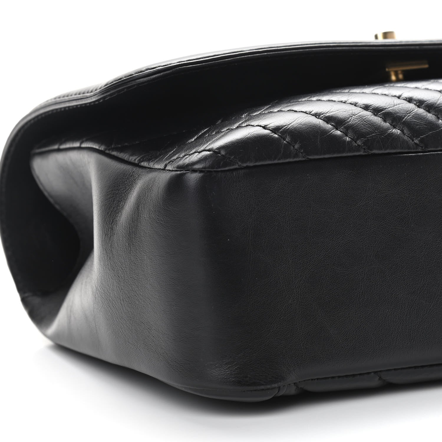 Chanel Calfskin Chevron Quilted Top Handle Flap Black 9 of 12