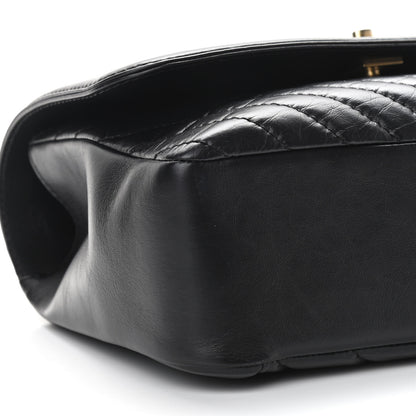 Chanel Calfskin Chevron Quilted Top Handle Flap Black 9 of 12