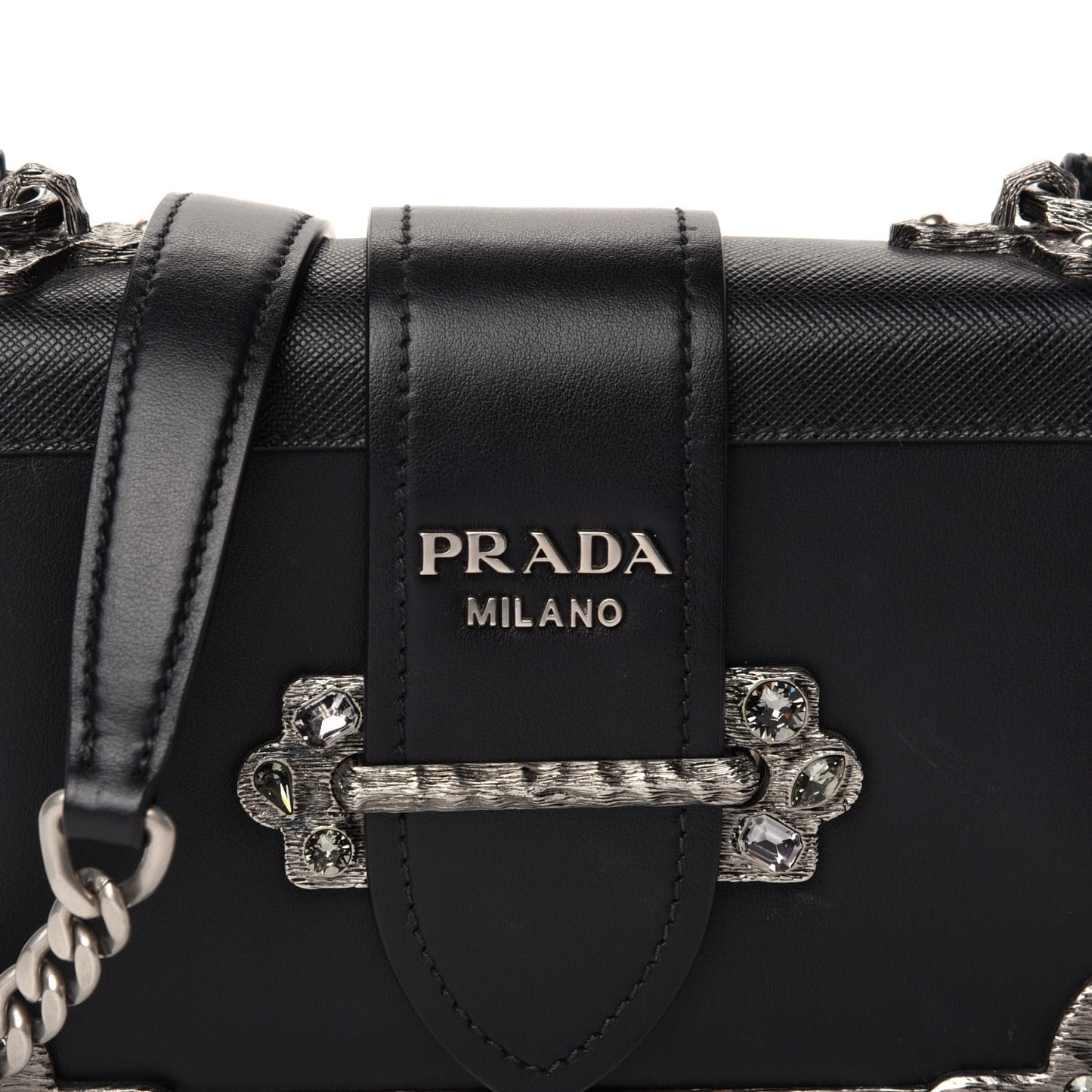 Crystal City Calf Saffiano Cahier Shoulder Bag Black