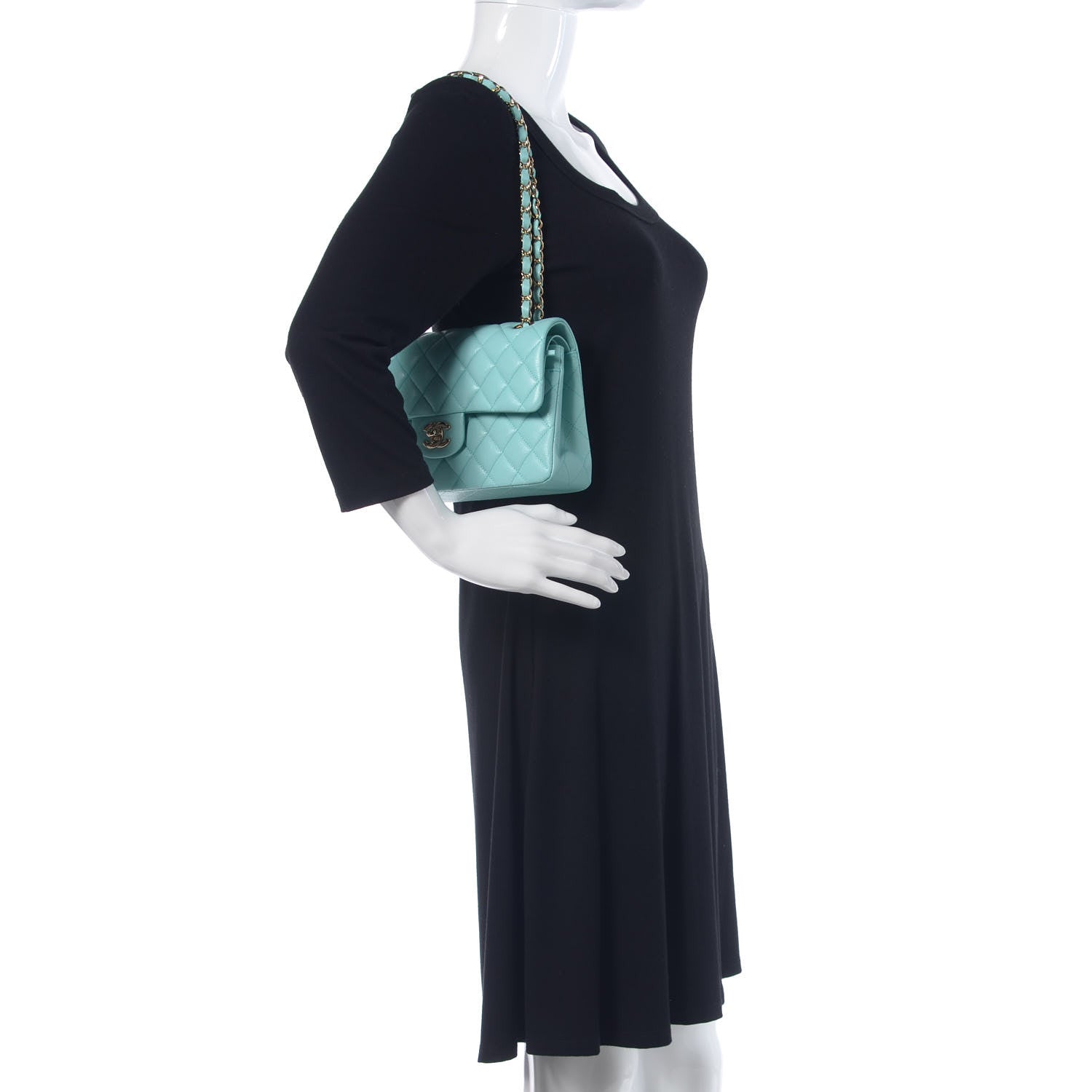 Chanel Caviar Quilted Small Double Flap Light Blue 2 of 10