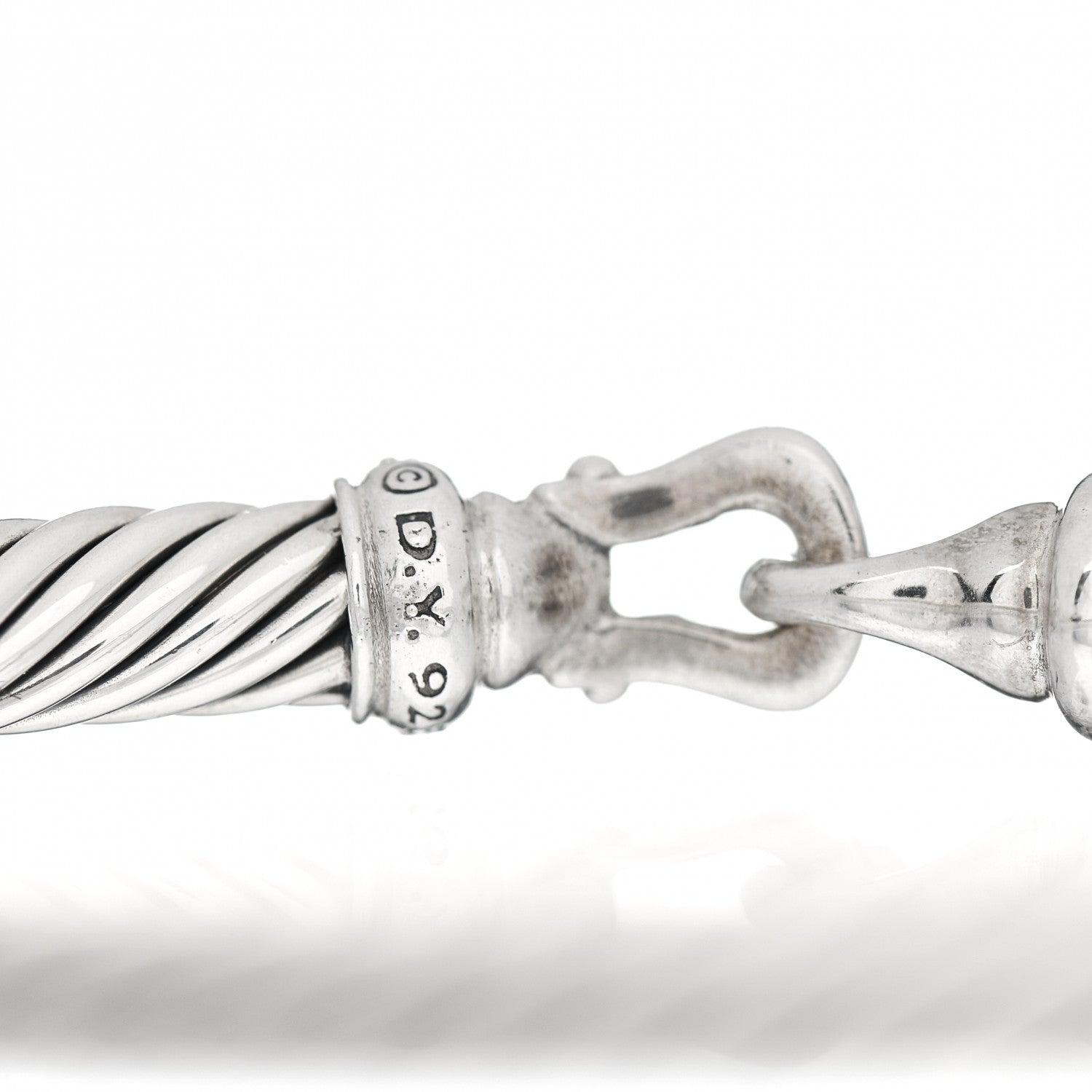 David Yurman Sterling Silver Diamond 5mm Cable Buckle Bracelet 4 of 4