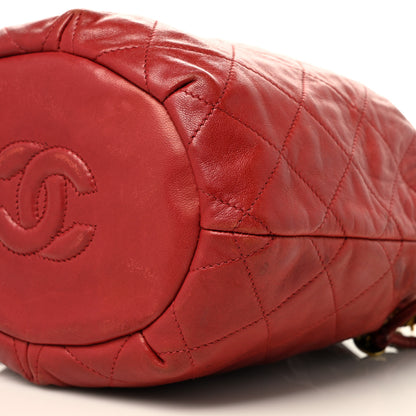Chanel Lambskin Quilted Mini Drawstring Bucket Bag Red 11 of 12