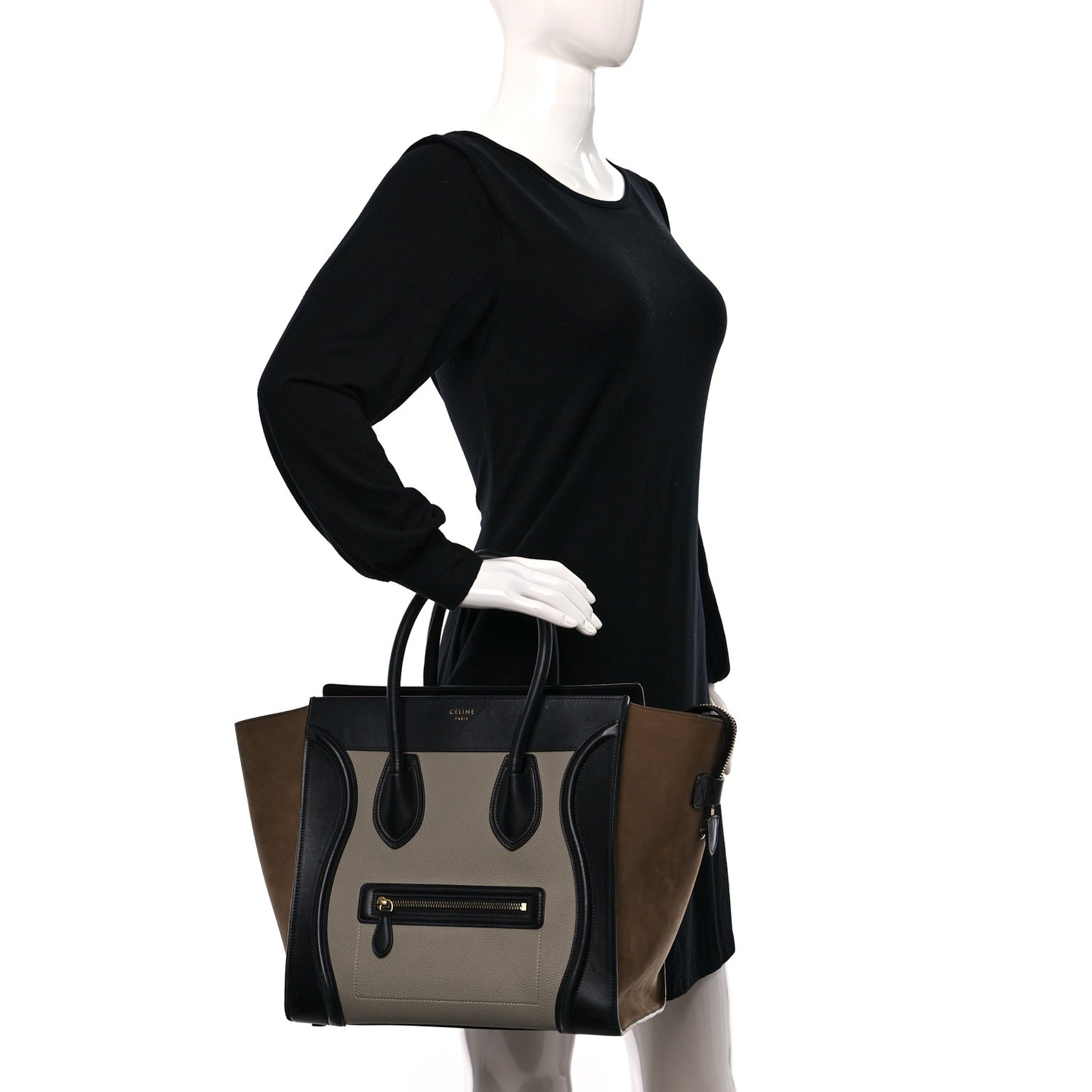 Baby Grained Calfskin Nubuck Mini Tri-Color Luggage Khaki