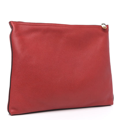 Gucci Pebbled Calfskin Medium Logo Portfolio Clutch Hibiscus Red 3 of 10