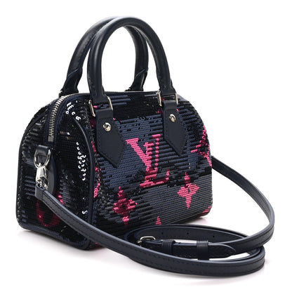 Louis Vuitton Giant Monogram Sequins Speedy Bandouliere 18 Navy Fuchsia 2 of 8