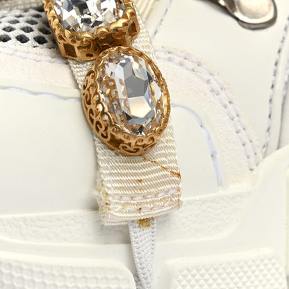 Gucci X SEGA Mesh Calfskin Suede Removable Crystals Womens Flashtrek Sneakers 36 Great White 10 of 14