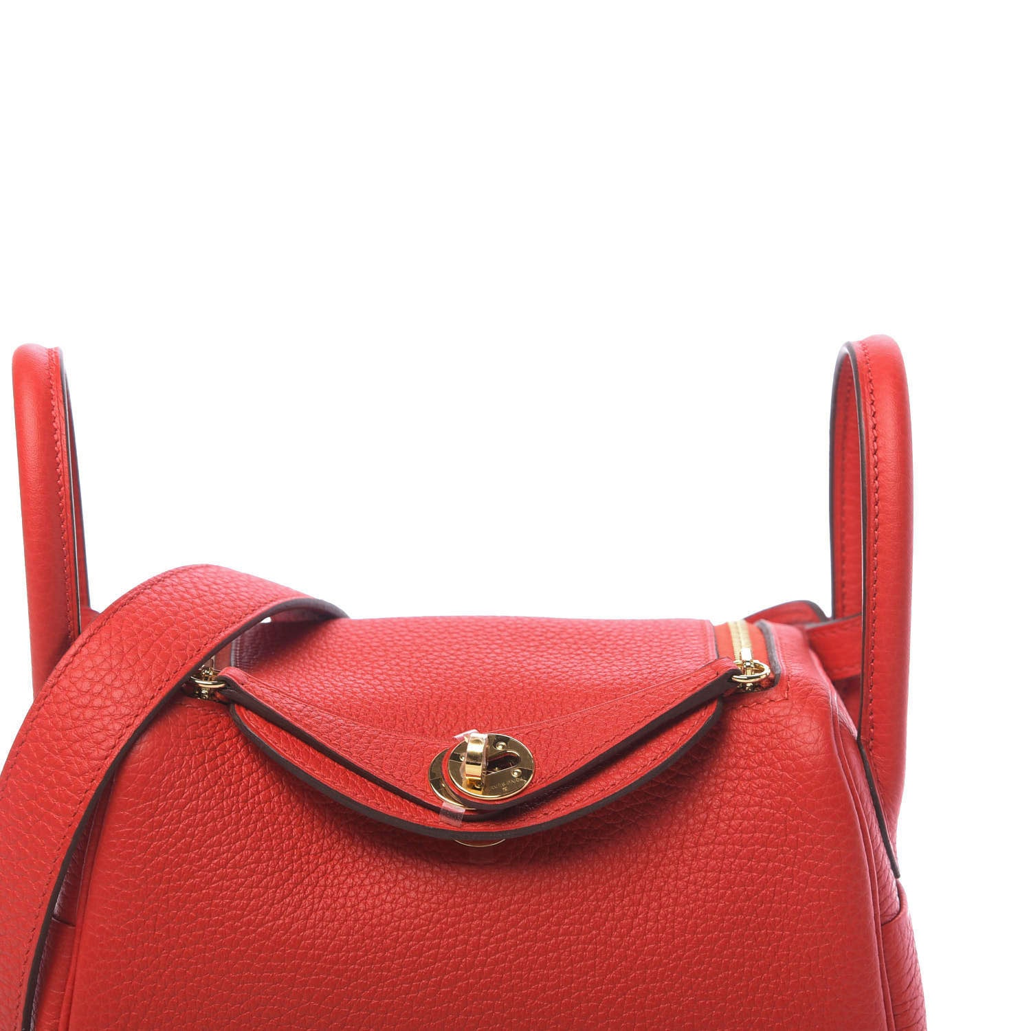 Hermes Taurillon Clemence Mini Lindy 20 Rouge De Coeur 10 of 11