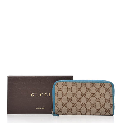 Gucci Monogram Dollar Calfskin Zip Around Wallet Beige Ebony Deep Cobalt 9 of 9