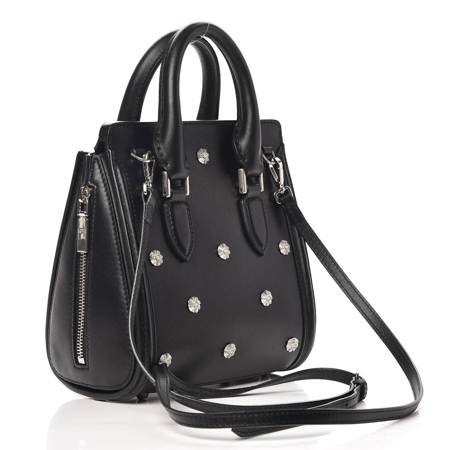 Alexander McQueen Calfskin Pearl Embellished Mini Heroine Black 3 of 9