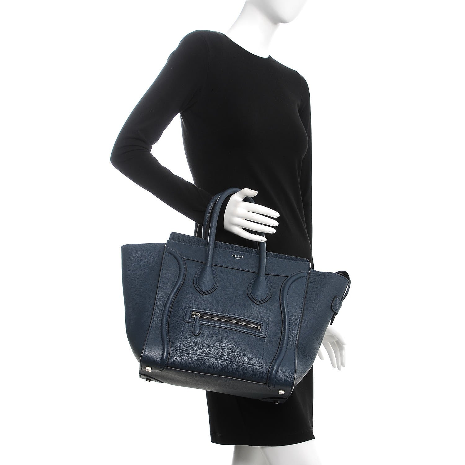 Celine Drummed Calfskin Mini Luggage Orage 2 of 7