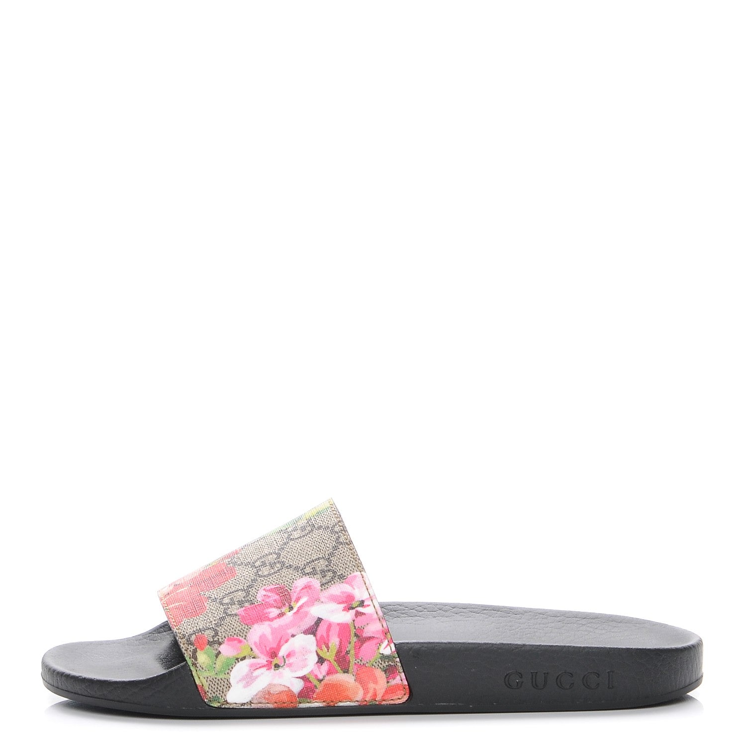 Gucci GG Supreme Monogram Blooms Slide Sandals 37 Beige Multicolor 1 of 7