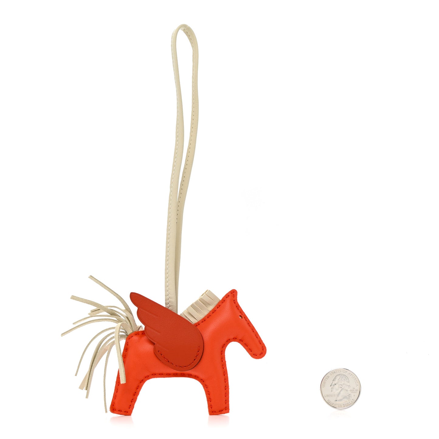Milo Lambskin Grigri Rodeo Pegase Horse Bag Charm PM Orange Poppy Craie Terre Battue