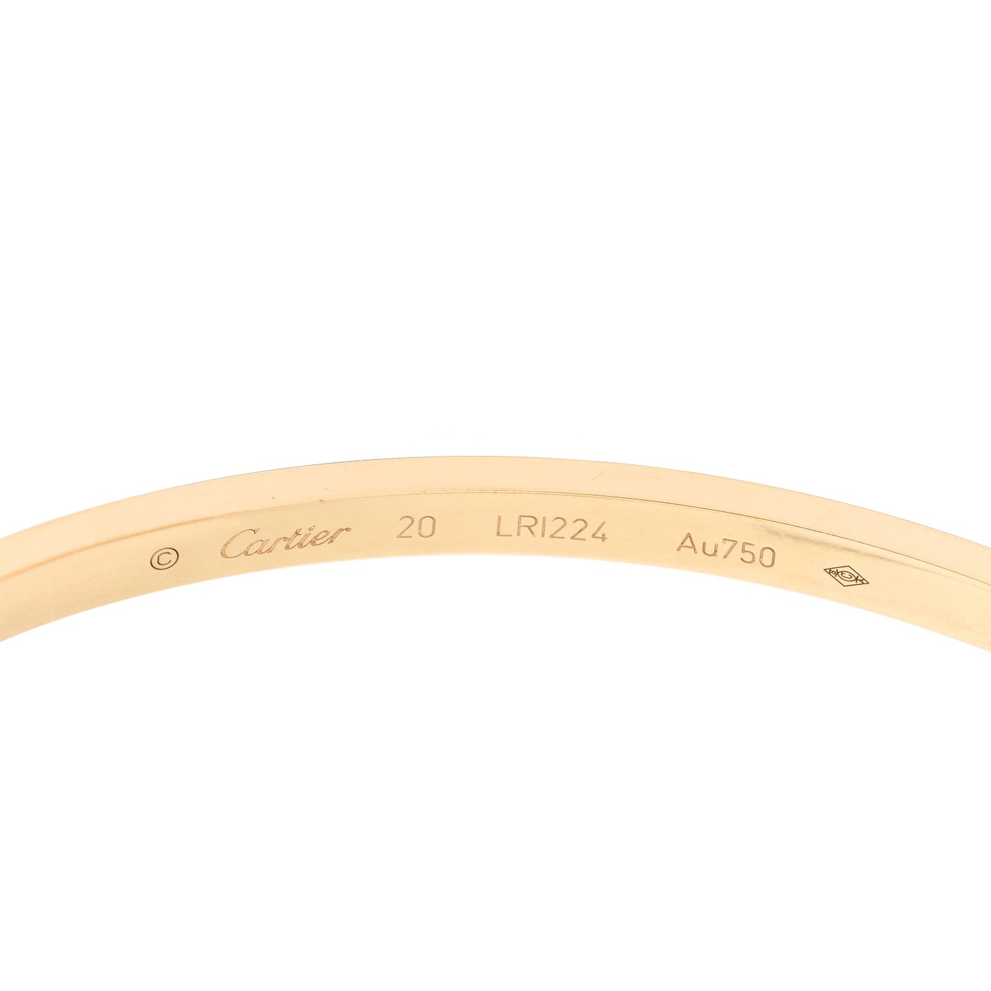 18K Yellow Gold Small LOVE Bracelet 20