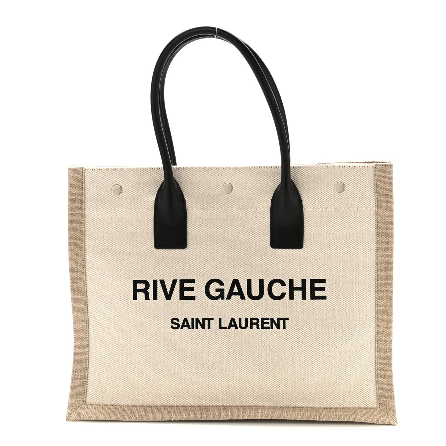 Linen Calfskin Small Rive Gauche Tote Greggio Natural