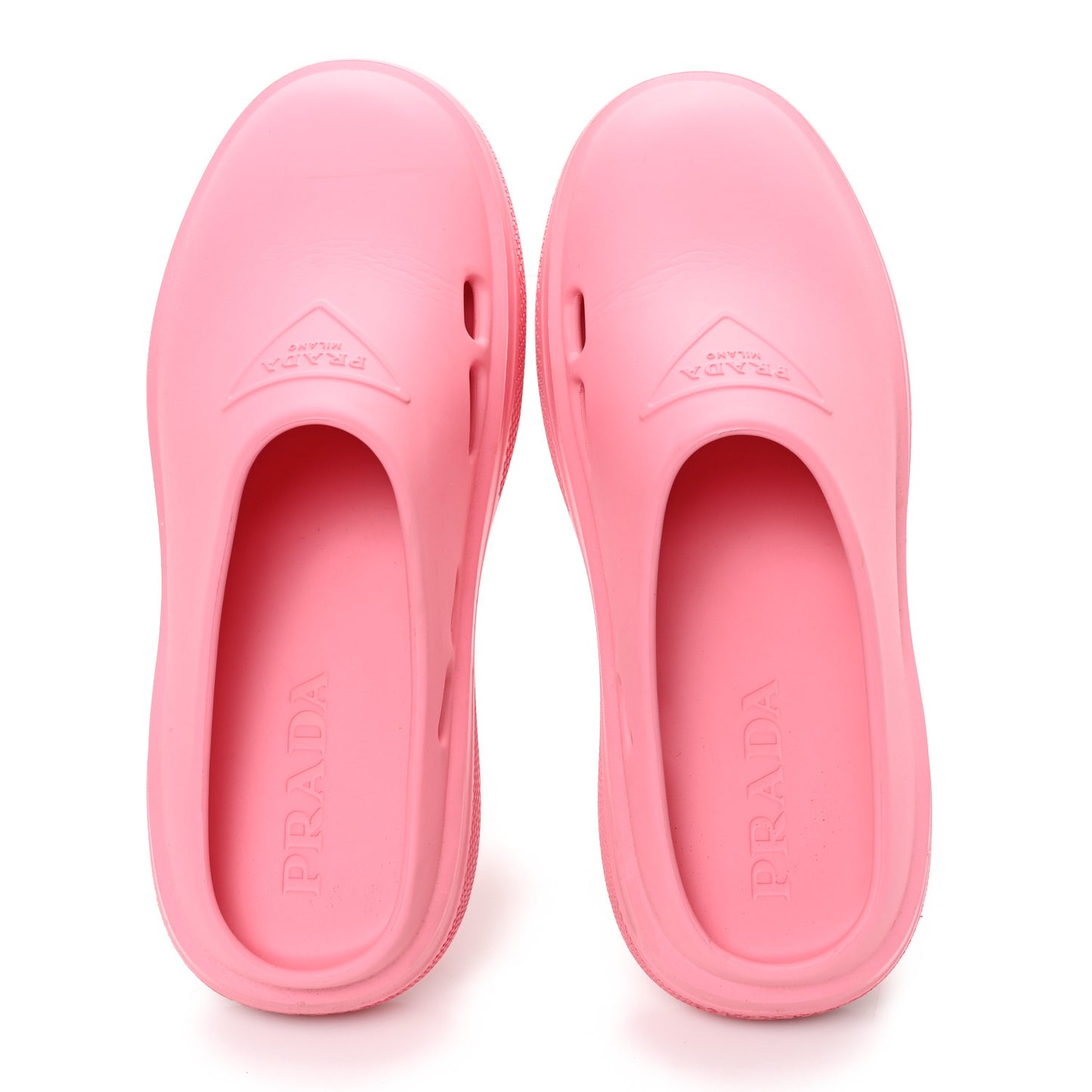 Soft Mellow Rubber Triangle Logo Embossed Womens 25mm Mules 38 Begonia