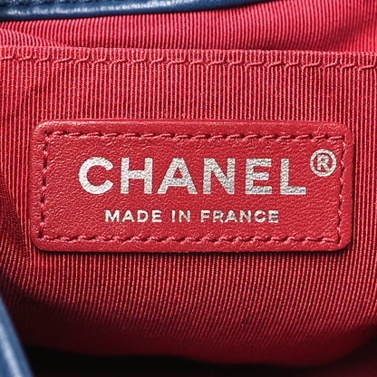 Chanel Calfskin Quilted Small Gabrielle Bucket Navy Blue Brown 6 of 10