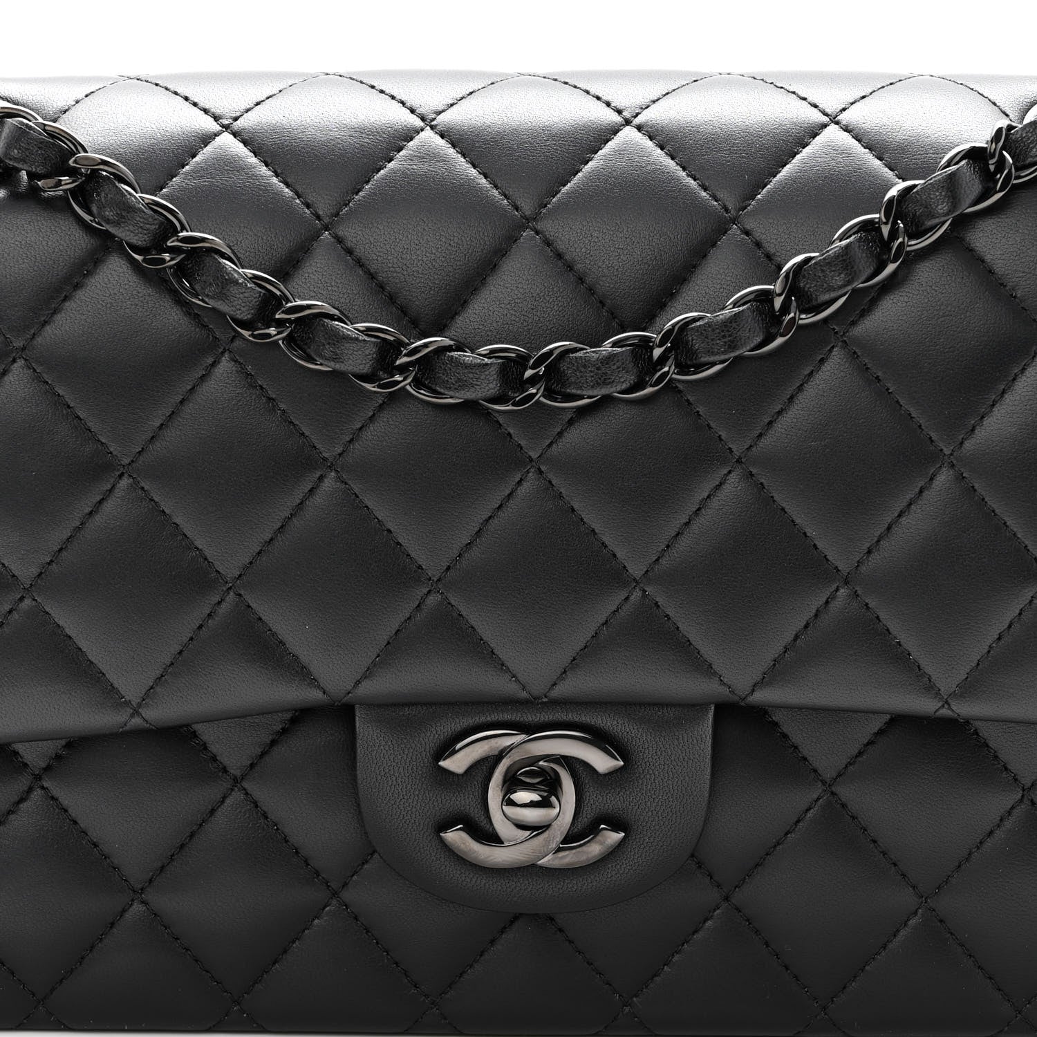 Chanel Lambskin Quilted Medium Double Flap So Black 8 of 10