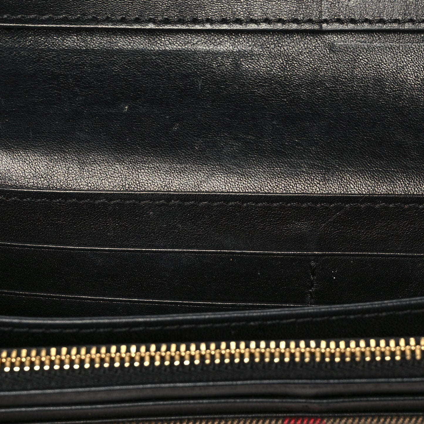 Grainy Calfskin House Check Continental Wallet Black