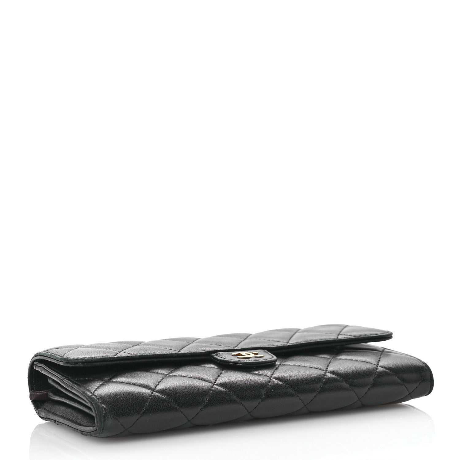 Chanel Lambskin Quilted Large Gusset Flap Wallet Black 4 of 8