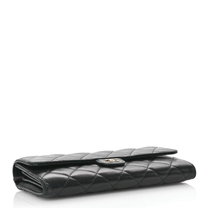 Chanel Lambskin Quilted Large Gusset Flap Wallet Black 4 of 8
