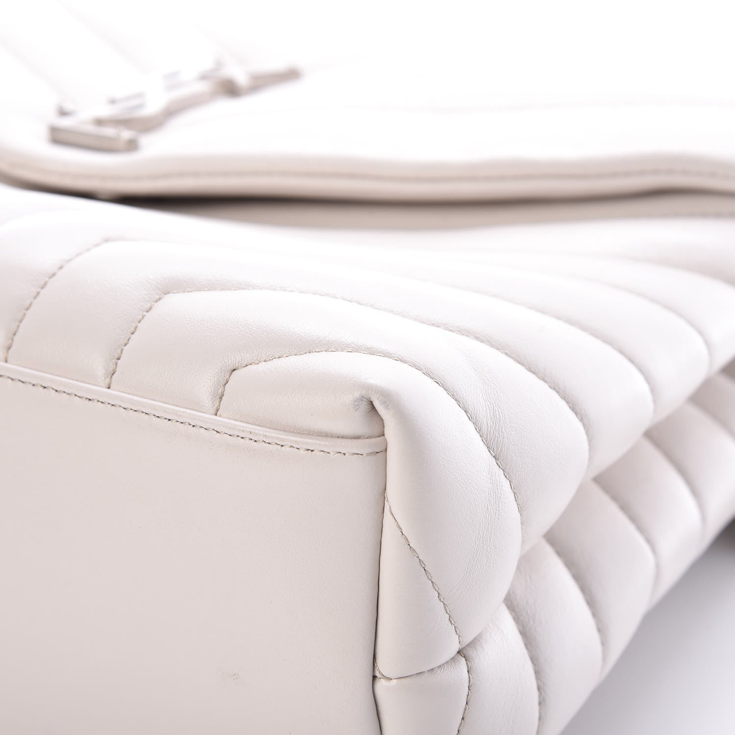 Saint Laurent Calfskin Y Quilted Monogram Medium Loulou Chain Satchel Ivory 12 of 12