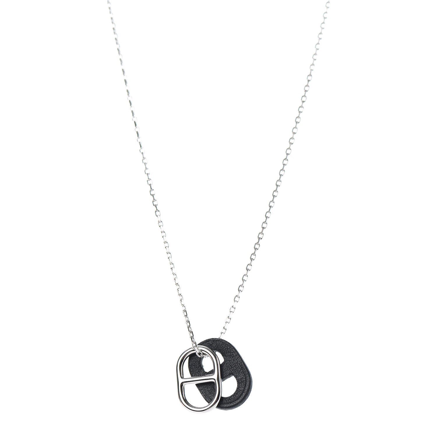 Hermes Swift O'Maillon Pendant Necklace Black 1 of 5