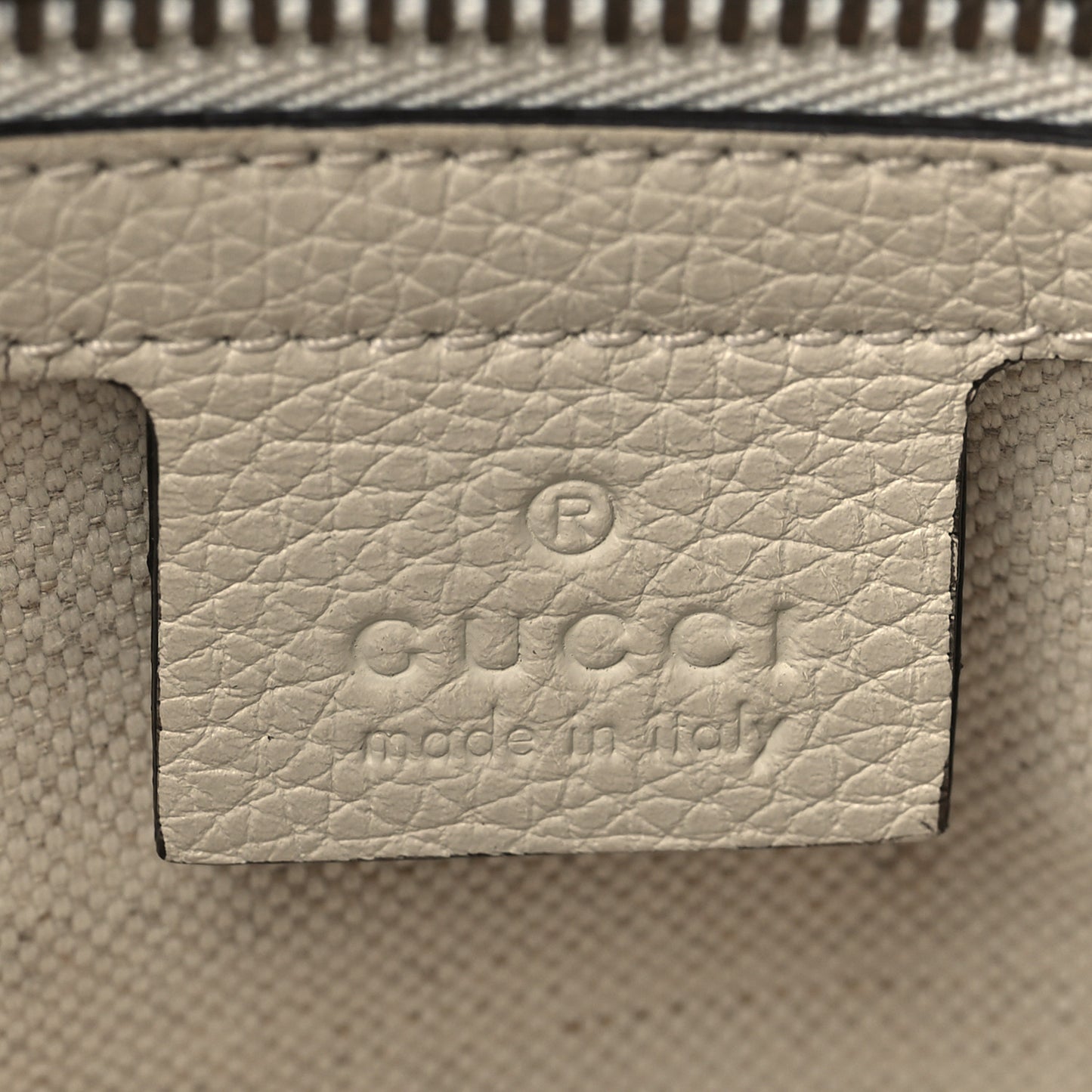 Grained Calfskin Logo Half Moon Hobo White
