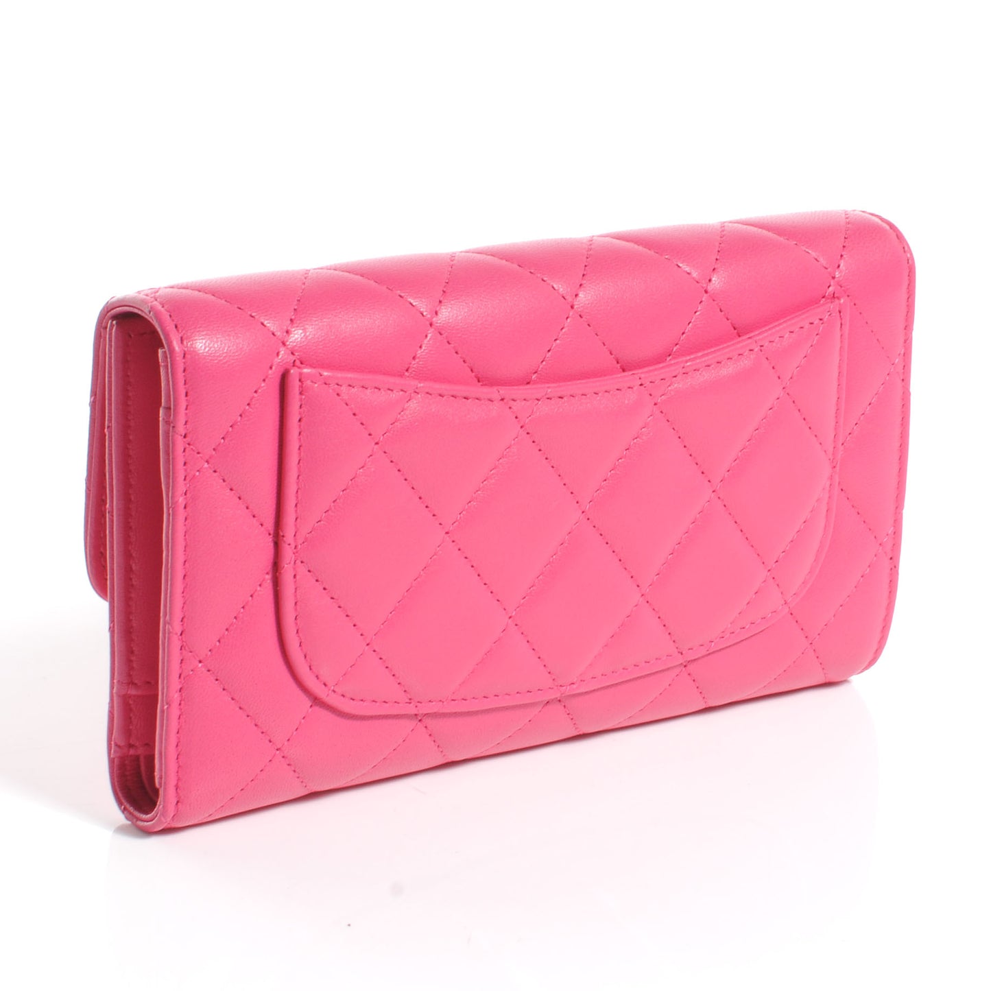 Lambskin Quilted Large Flap Wallet Dark Pink