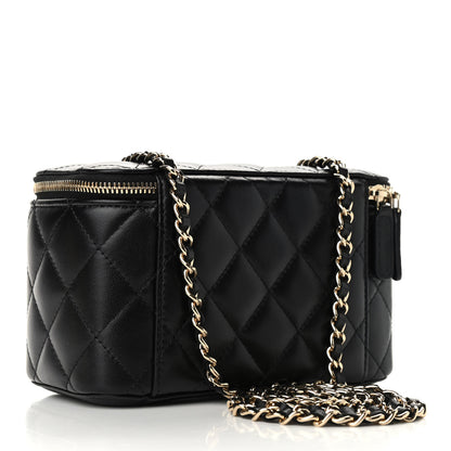 Chanel Lambskin Quilted Small Vanity Case With Chain Black 3 of 9