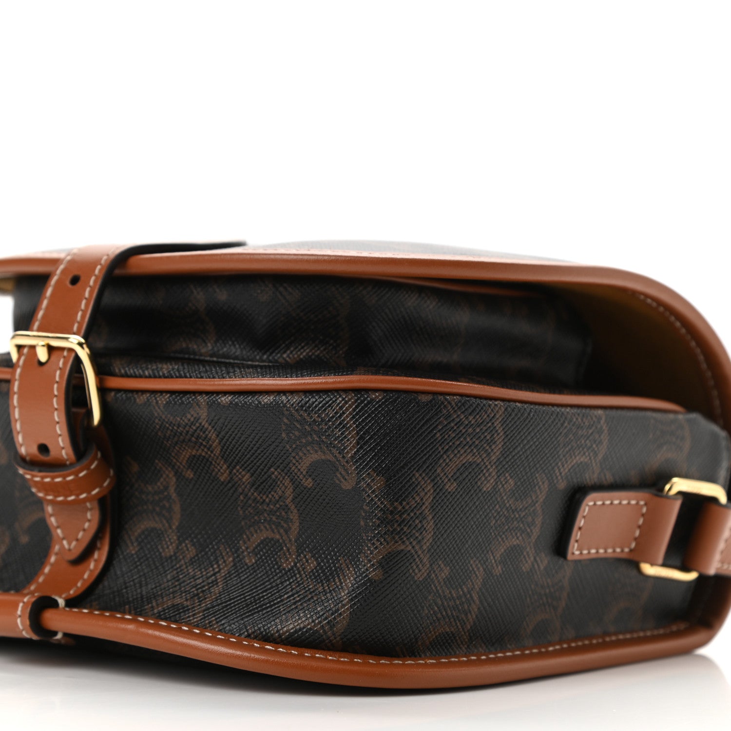 Celine Triomphe Canvas Medium Folco Bag Tan 11 of 12