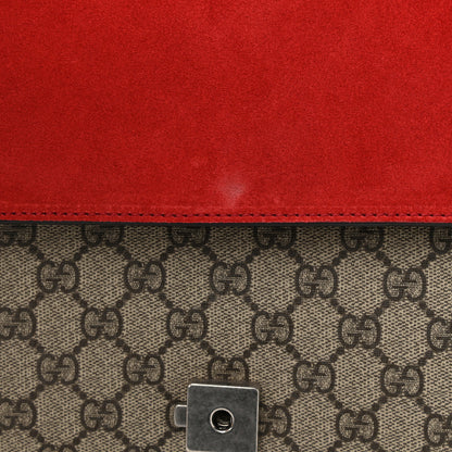 Gucci GG Supreme Monogram Suede Cudu Medium Dionysus Shoulder Bag Beige Ebony Vulcanic Red 15 of 16