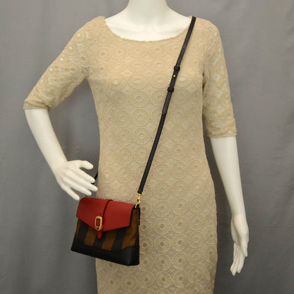 Fendi Canvas Pequin Pouchette Tobacco Red Black 2 of 9