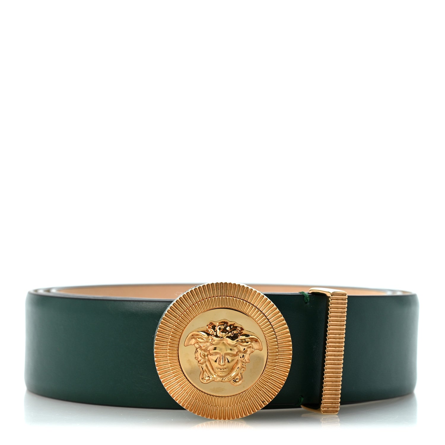 Versace Calfskin Palazzo Medusa Belt 130 52 Green 1 of 5